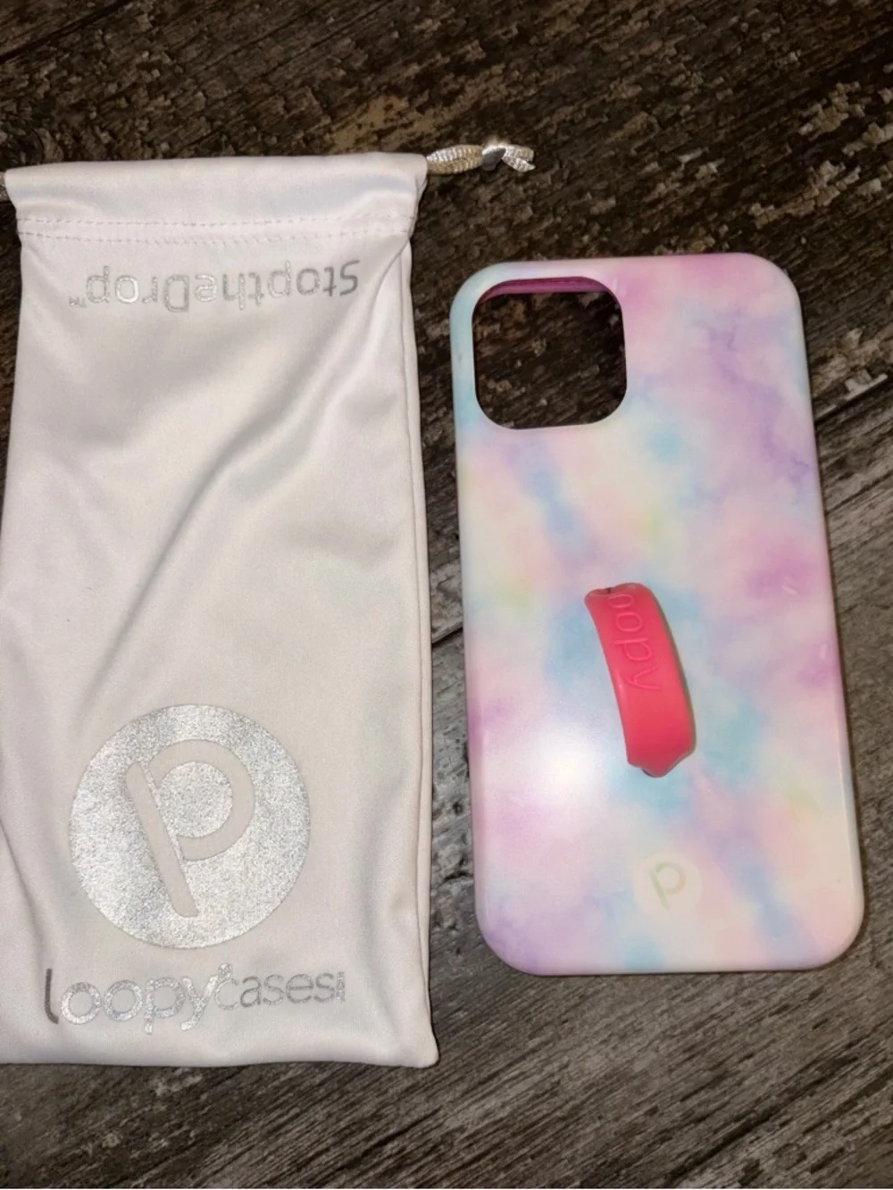 Loopy IPhone 12 Pastel Tie-Dye iPhone Case with Pink Grip